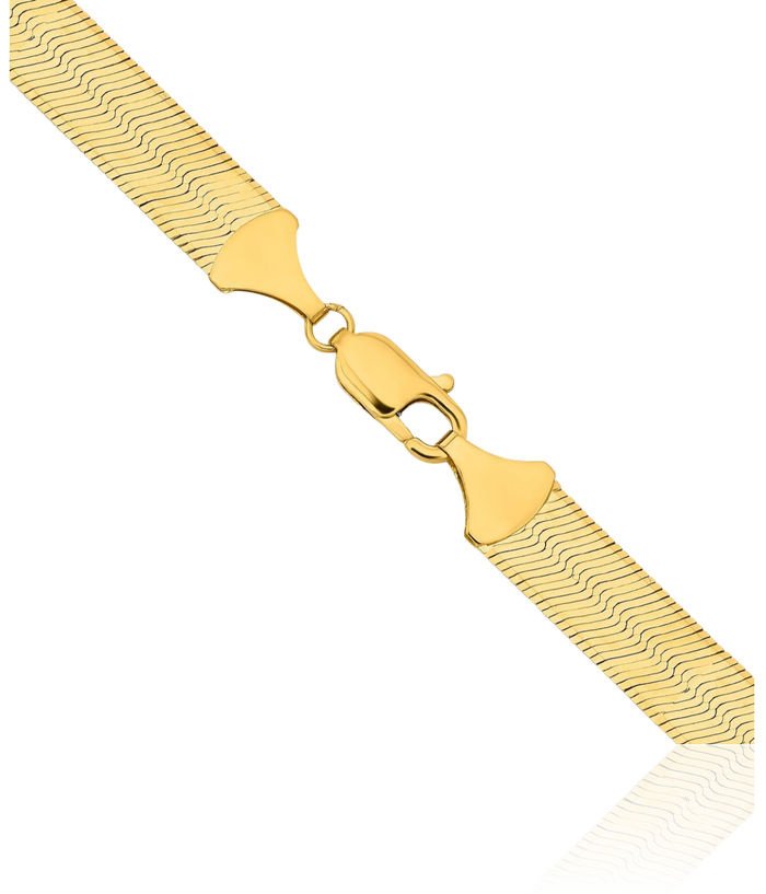 10K Solid Yellow Gold 10mm Herringbone Chain Necklace