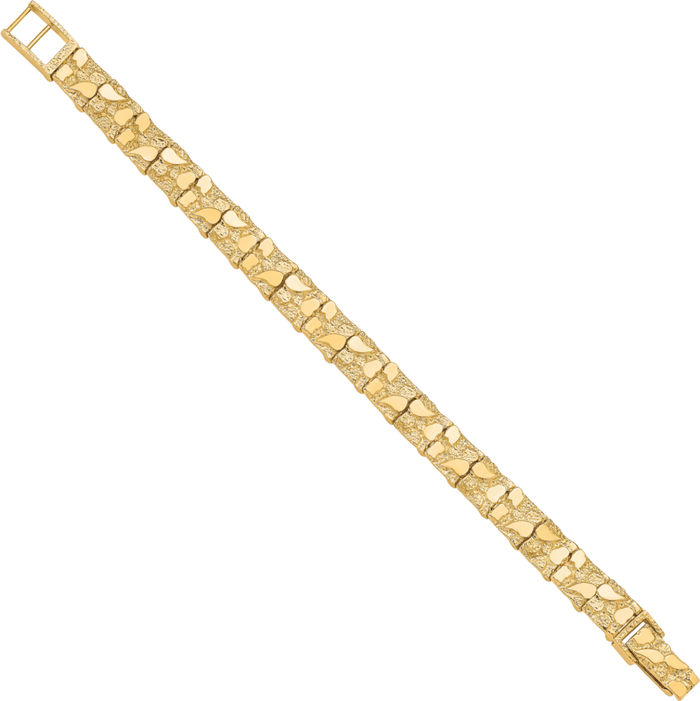 10K Solid Yellow Gold 10mm Chunky Nugget Chain Bracelet