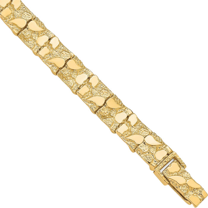 10K Solid Yellow Gold 10mm Chunky Nugget Chain Bracelet