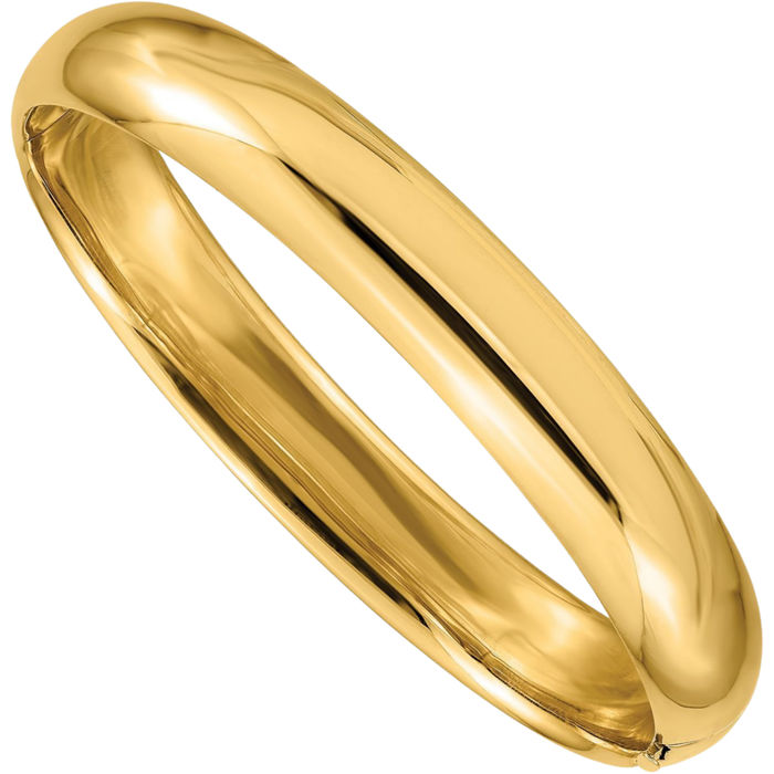 10K Solid Yellow Gold 11.11mm Bangle Bracelet