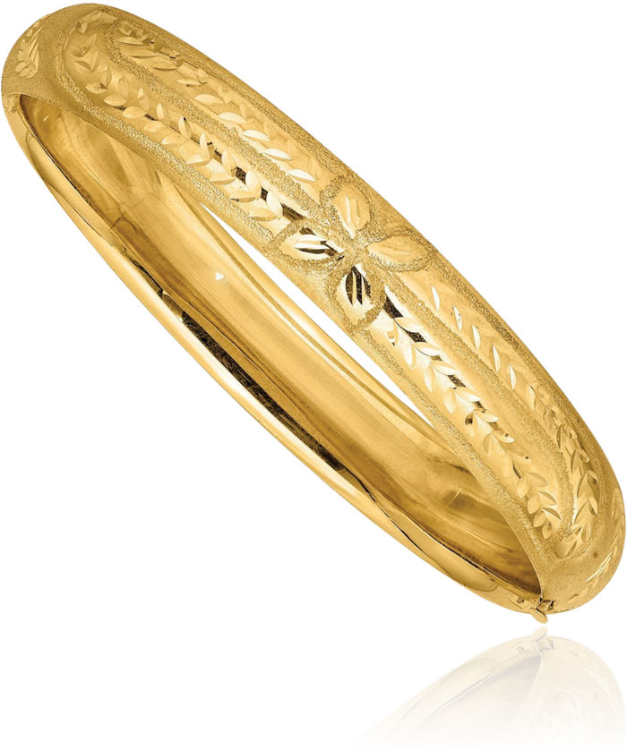 10K Solid Yellow Gold 11.11mm Florentine Bangle Bracelet