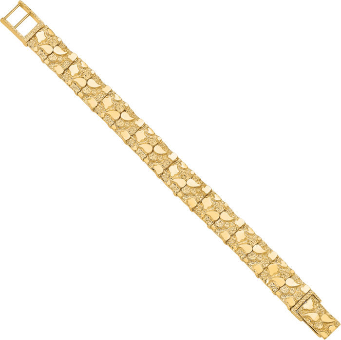 10K Solid Yellow Gold 12mm Chunky Nugget Chain Bracelet