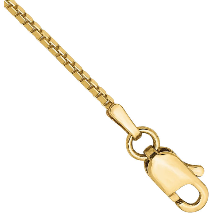 10K Solid Yellow Gold 1mm Box Link Chain Bracelet