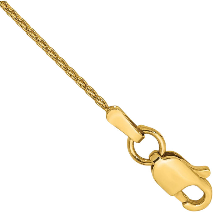 10K Solid Yellow Gold 1mm Parisian Spiga Wheat Link Chain Bracelet