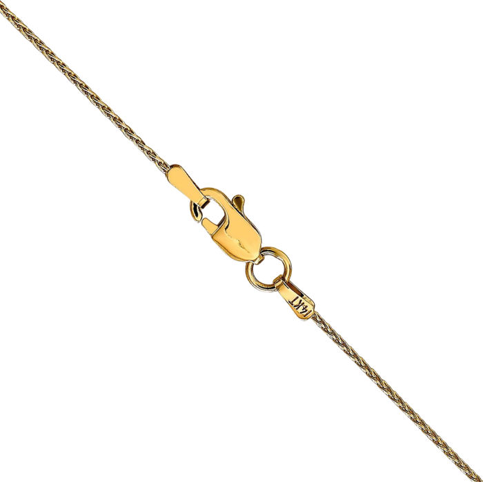 10K Solid Yellow Gold 1mm Parisian Spiga Wheat Link Chain Necklace