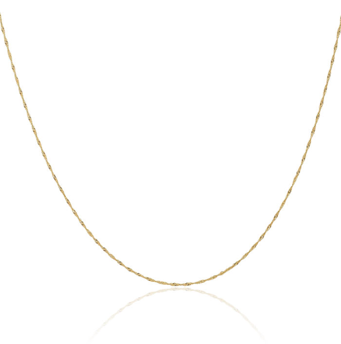 10K Solid Yellow Gold 1mm Singapore Chain Necklace