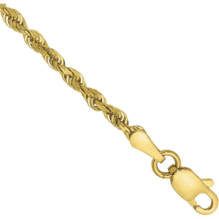 10K Solid Yellow Gold 2.25mm Quadruple Rope Chain Bracelet