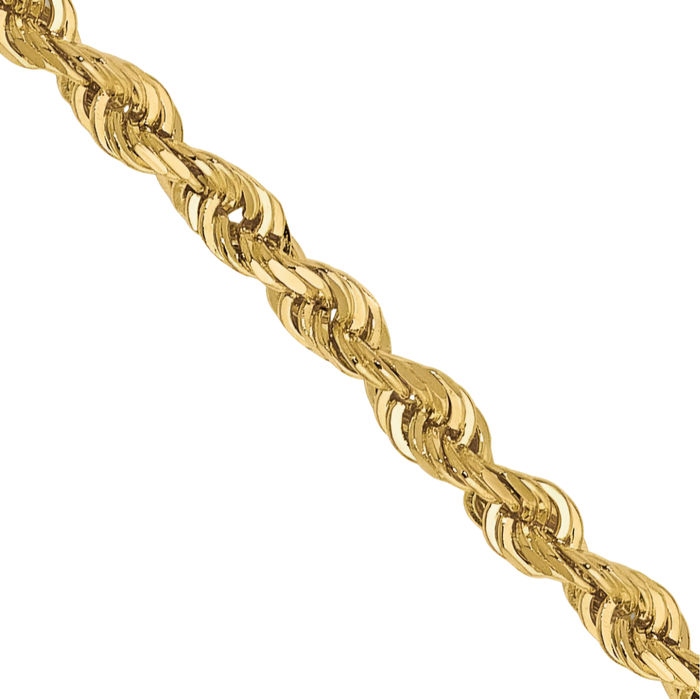 10K Solid Yellow Gold 2.25mm Quadruple Rope Chain Twisted Link Necklace