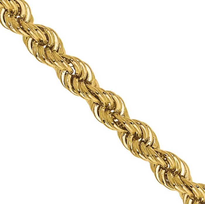 10K Solid Yellow Gold 2.25mm Rope Chain Twisted Link Necklace