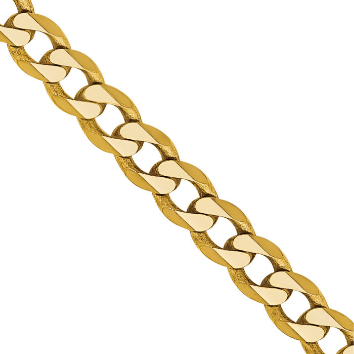 10K Solid Yellow Gold 2.2mm Curb Link Chain Necklace