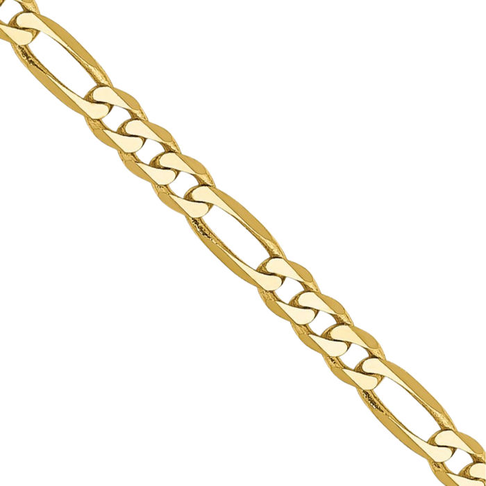 10K Solid Yellow Gold 2.2mm Figaro Link Chain Necklace