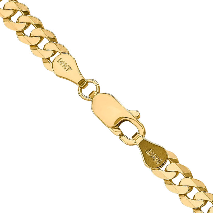 10K Solid Yellow Gold 2.2mm Curb Link Chain Necklace