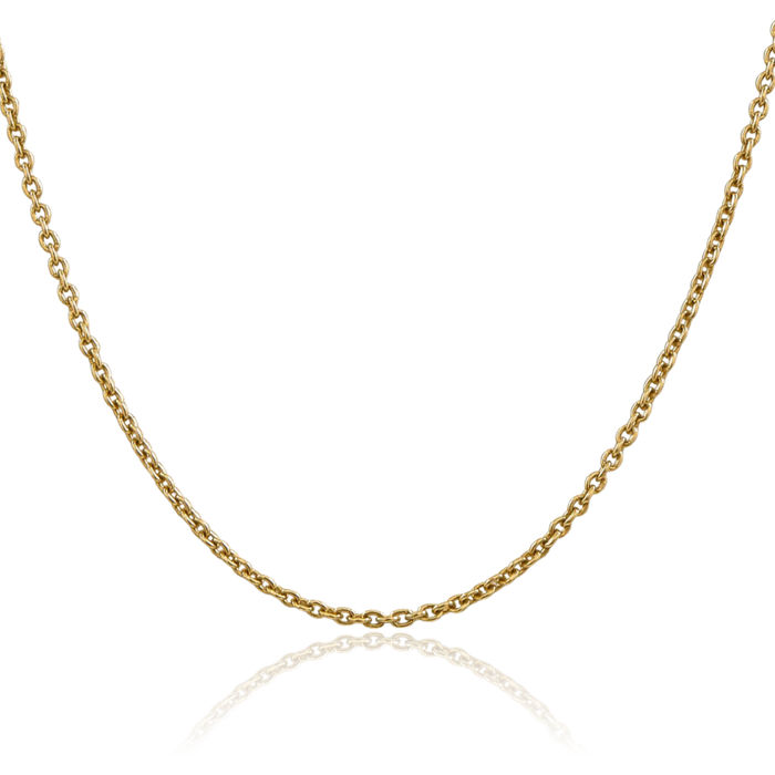 10K Solid Yellow Gold 2.2mm Forzantine Cable Rolo Link Chain Belcher Necklace