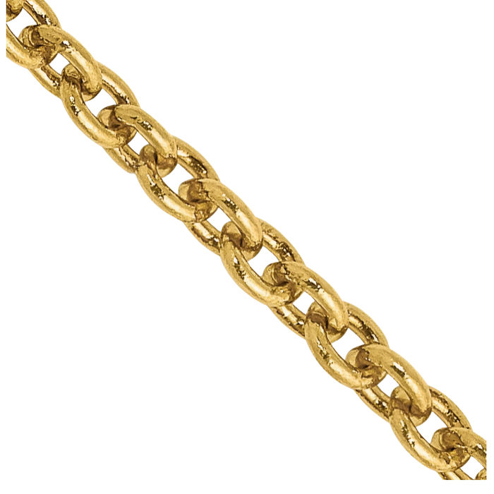 10K Solid Yellow Gold 2.2mm Forzantine Cable Rolo Link Chain Belcher Necklace