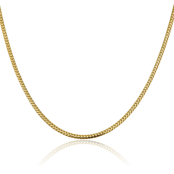 10K Solid Yellow Gold 2.3mm Franco Link Chain Necklace