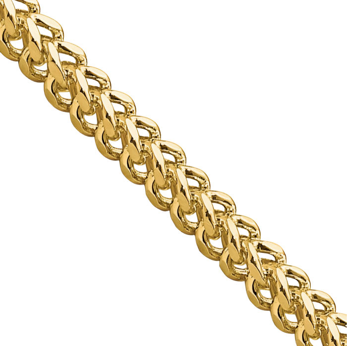 10K Solid Yellow Gold 2.3mm Franco Link Chain Necklace