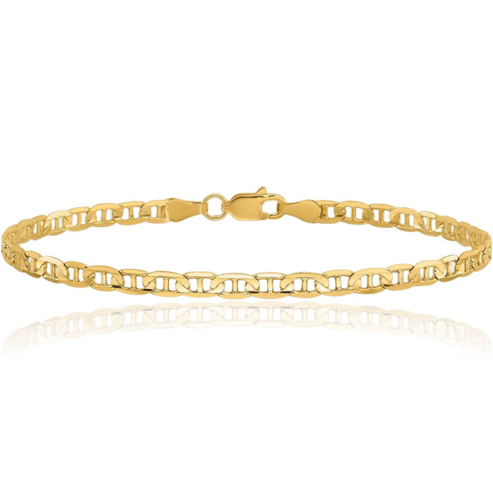 14K Solid Yellow Gold 1.5mm Anchor Mariner Link Chain Anklet Summer Beach Foot Ankle Bracelet