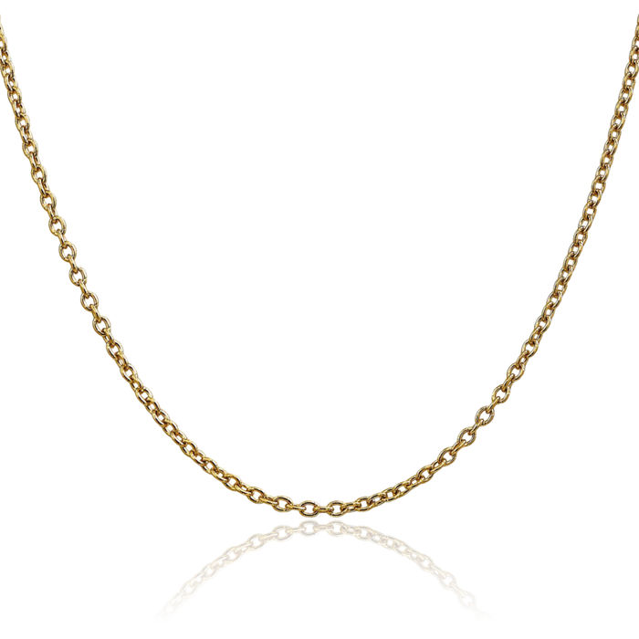 10K Solid Yellow Gold 2.4mm Round Cable Rolo Link Chain Belcher Necklace
