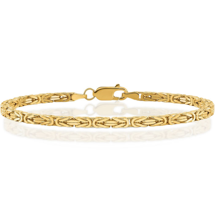 10K Solid Yellow Gold 2.5mm Classic Byzantine Chain Bracelet