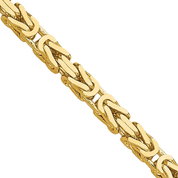 10K Solid Yellow Gold 2.5mm Byzantine Link Chain Necklace