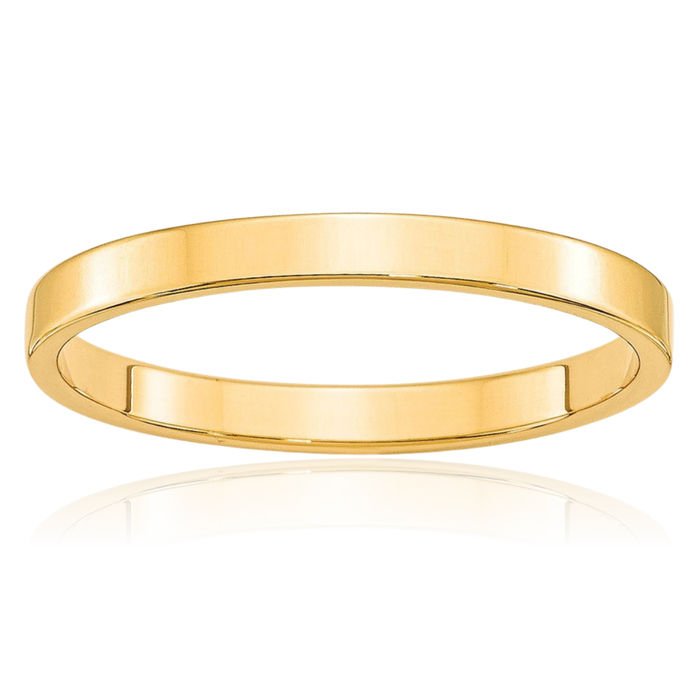 10K Solid Yellow Gold 2.5mm Plain Classic Wedding Band Ring