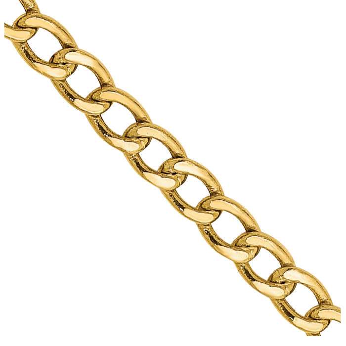 10K Solid Yellow Gold 2.5mm Curb Link Chain Necklace