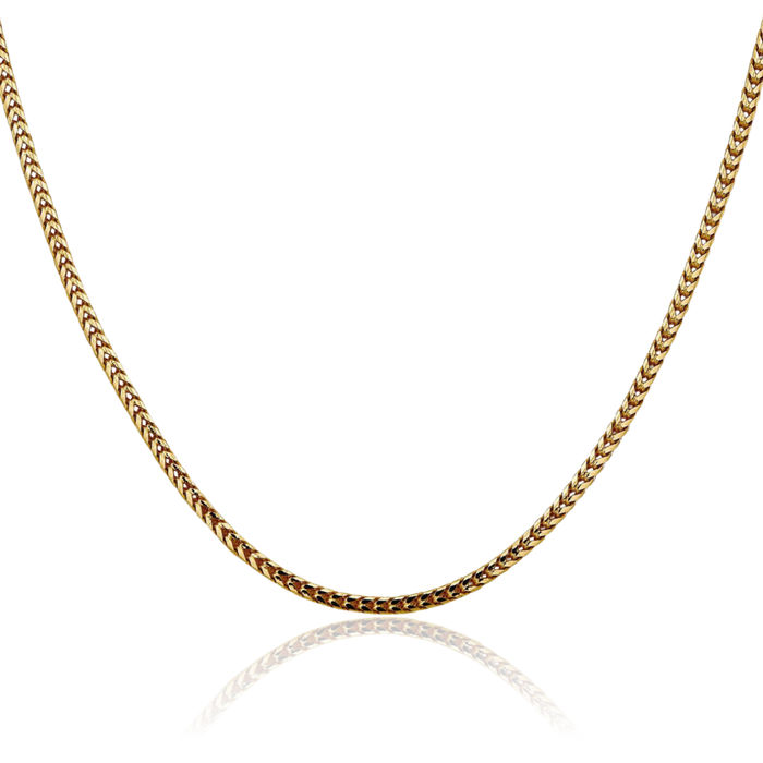 10K Solid Yellow Gold 2.5mm Franco Link Chain Necklace