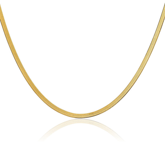 10K Solid Yellow Gold 2.5mm Herringbone Chain Necklace