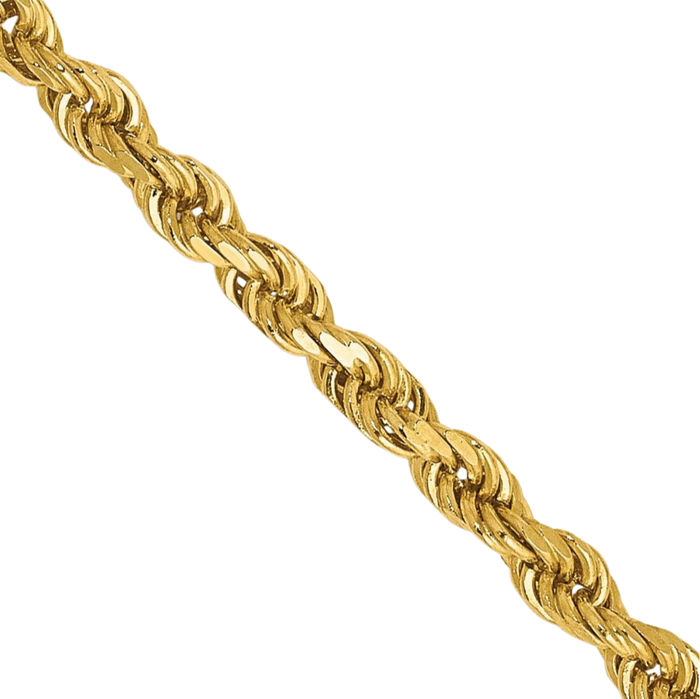 10K Solid Yellow Gold 2.5mm Rope Chain Twisted Link Necklace