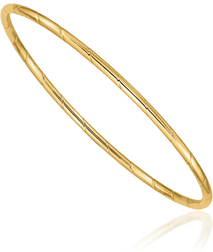 10K Solid Yellow Gold 2.5mm Slip On Bangle Bracelet