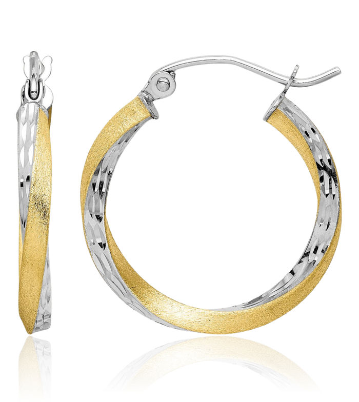 10K Solid Yellow Gold 2.5mm Twisted Round Medium Hoop Earrings