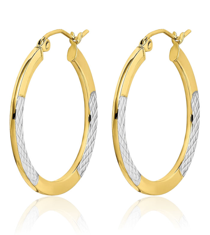 10K Solid Yellow Gold 2.5x20mm Round Medium Hoop Earrings