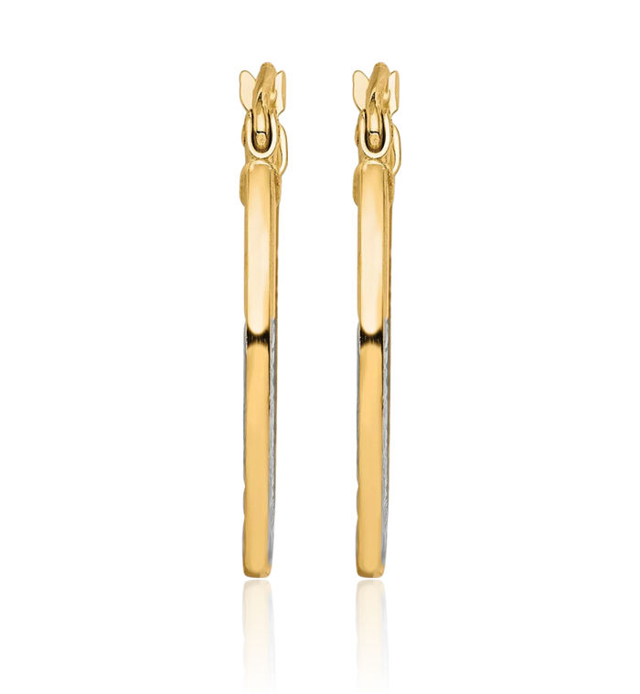 10K Solid Yellow Gold 2.5x20mm Round Medium Hoop Earrings