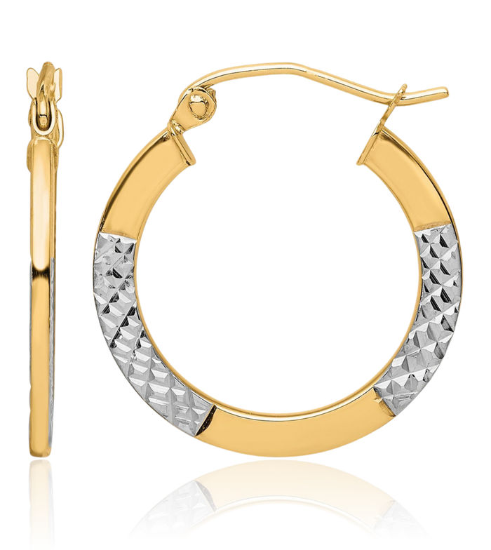 10K Solid Yellow Gold 2.5x20mm Round Medium Hoop Earrings