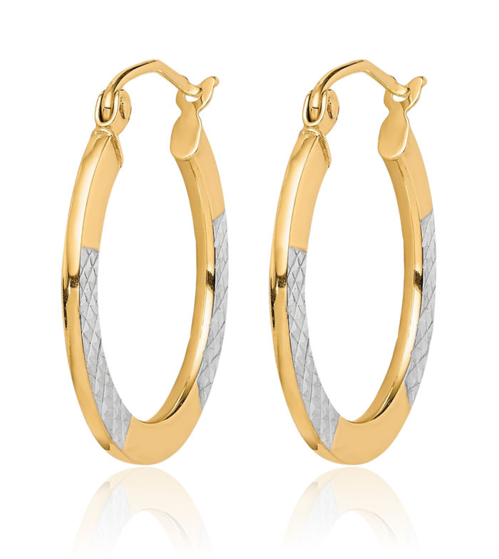 10K Solid Yellow Gold 2.5x20mm Round Medium Hoop Earrings