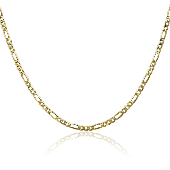 10K Solid Yellow Gold 2.75mm Figaro Link Chain Necklace