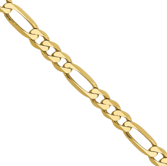 10K Solid Yellow Gold 2.75mm Figaro Link Chain Necklace