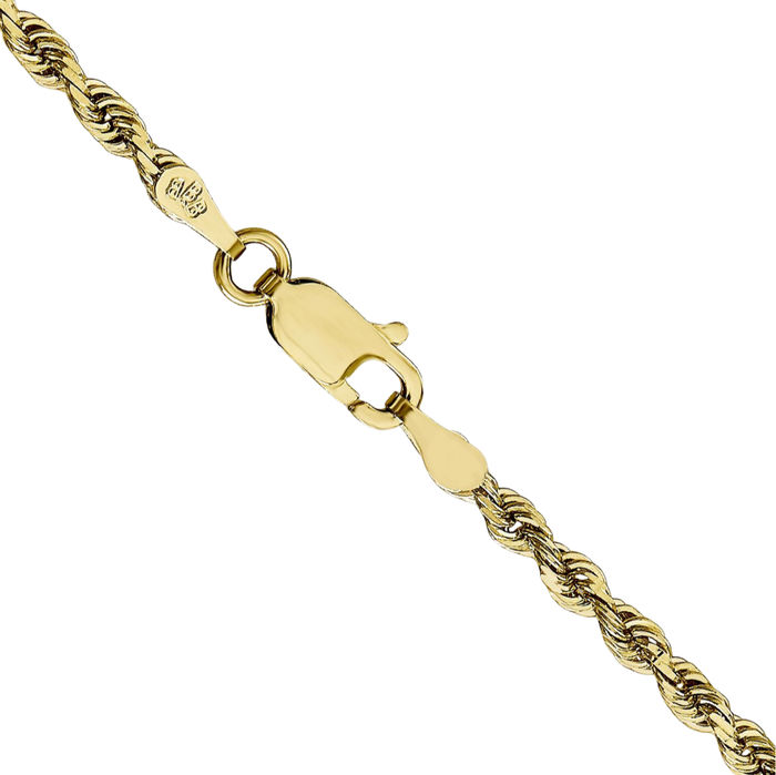 10K Solid Yellow Gold 2.75mm Quadruple Rope Chain Twisted Link Necklace