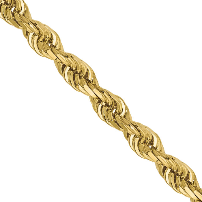 10K Solid Yellow Gold 2.75mm Quadruple Rope Chain Twisted Link Necklace