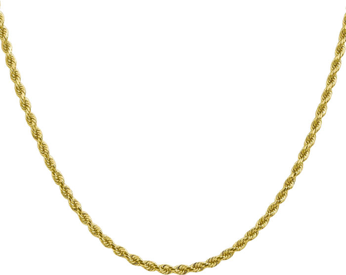 10K Solid Yellow Gold 2.75mm Rope Chain Twisted Link Necklace