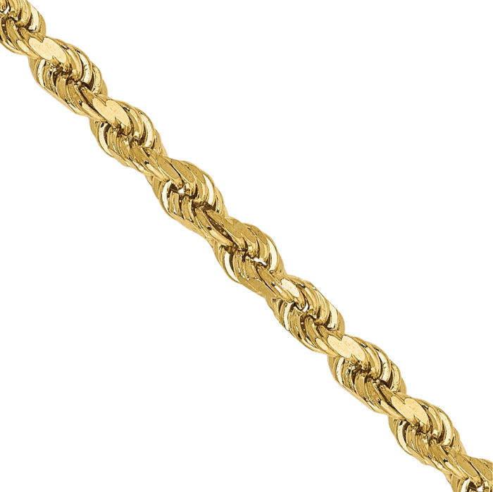 10K Solid Yellow Gold 2.75mm Rope Chain Twisted Link Necklace