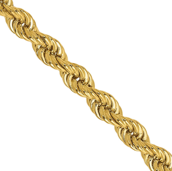 10K Solid Yellow Gold 2.75mm Rope Chain Twisted Link Necklace