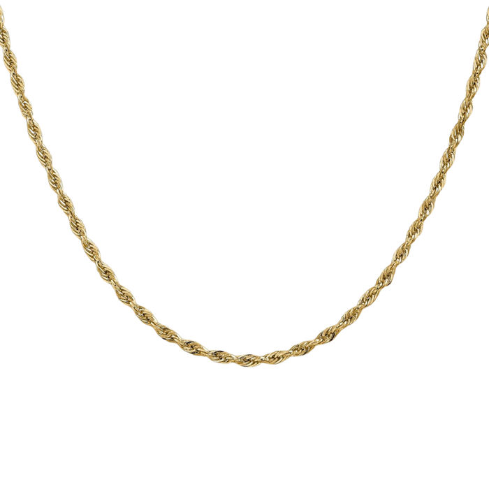 10K Solid Yellow Gold 2.8mm Rope Chain Twisted Link Necklace