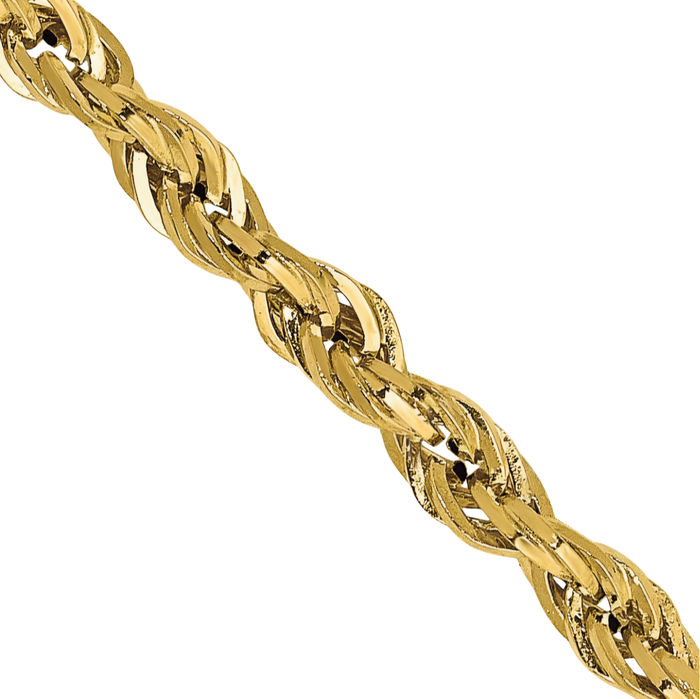 10K Solid Yellow Gold 2.8mm Rope Chain Twisted Link Necklace