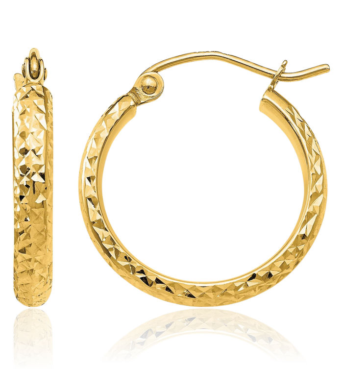 10K Solid Yellow Gold 2.8x18mm Round Small Hoop Earrings