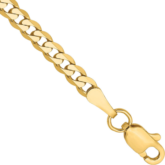 10K Solid Yellow Gold 2.9mm Curb Link Chain Bracelet