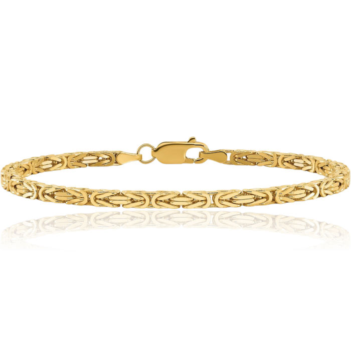 14K Solid Yellow Gold 5.25mm Byzantine Link Chain Bracelet