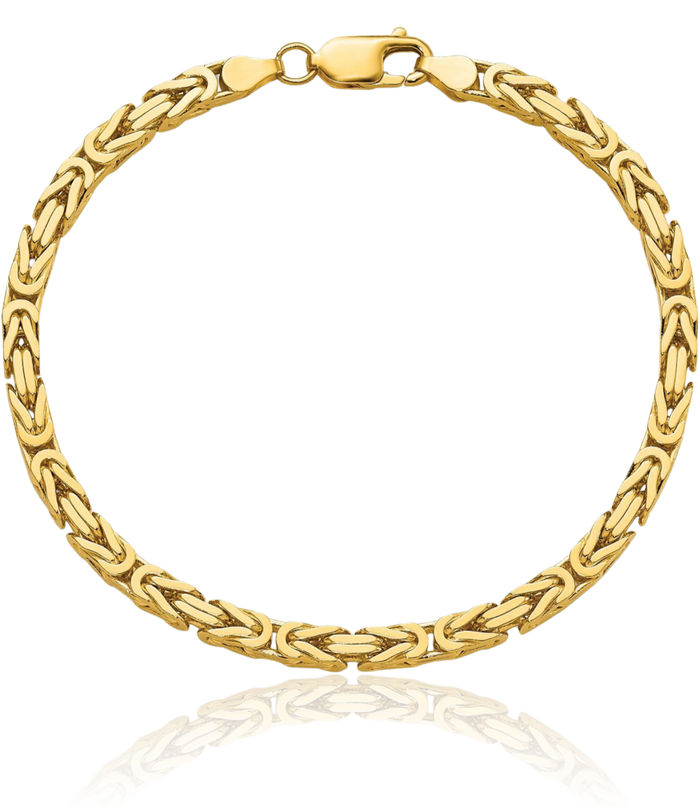 10K Solid Yellow Gold 2mm Byzantine Link Chain Bracelet