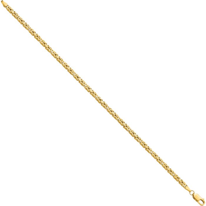 10K Solid Yellow Gold 2mm Byzantine Link Chain Bracelet