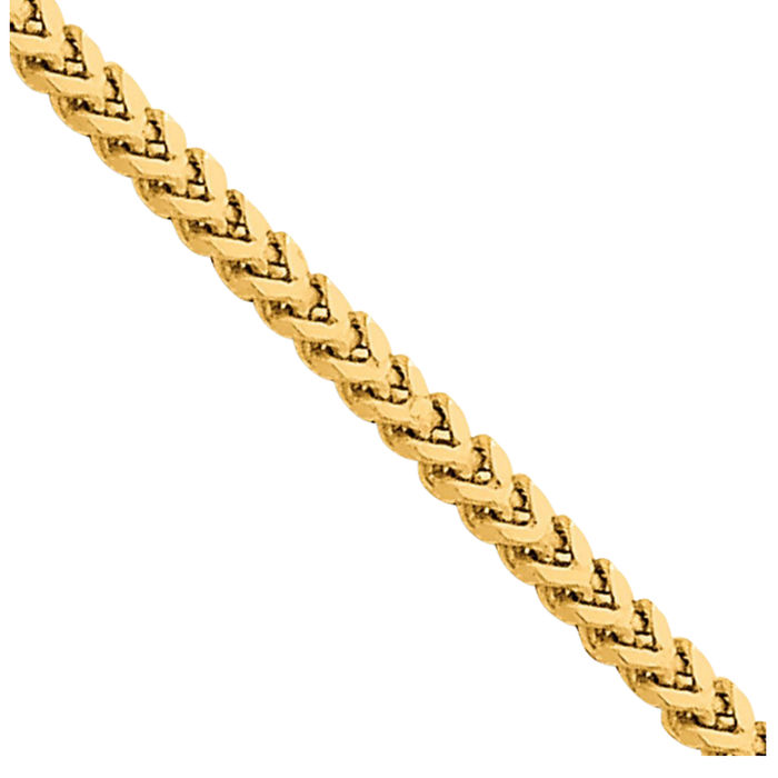 10K Solid Yellow Gold 2mm Franco Link Chain Necklace